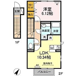 みつばち本町III 1階1LDKの間取り