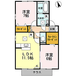 リビングタウン岩国B 2LDKの間取図画像