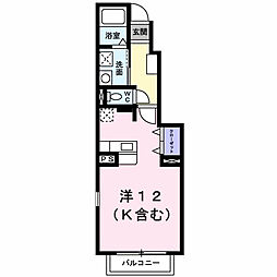 ベルアルモニー 1Kの間取図画像