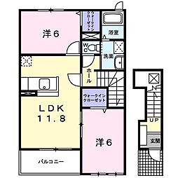 ノイ・グランツ 2階2LDKの間取り