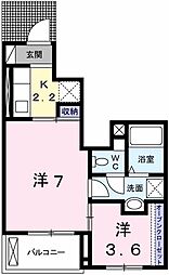 テゾーロ 1Kの間取図画像