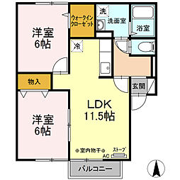 サンモール大野 2LDKの間取図画像