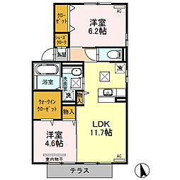 セジュール花みずきA 2LDKの間取図画像