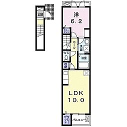 ミニョンノンブリル川之江A 1LDKの間取図画像
