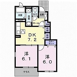 コーストフロー 2DKの間取図画像