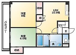 セントパークハウス千頭 2階2LDKの間取り