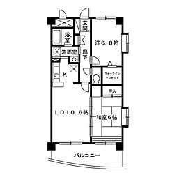 グランウィング 5階2LDKの間取り