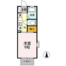 アネックスシマ 1Kの間取図画像