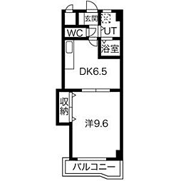 レジデンス黒龍 1DKの間取図画像