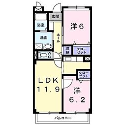 アンシャンテ・3 2LDKの間取図画像