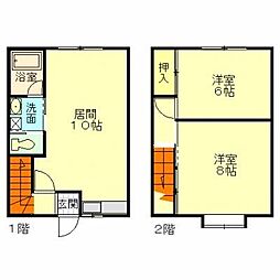 深堀町メゾネット 1階2LDKの間取り