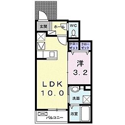 パライーソC 1LDKの間取図画像