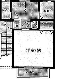 アスピレメゾン 1階1Kの間取り