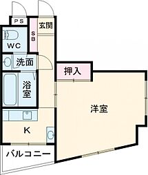 森塚第8マンション 1Kの間取図画像