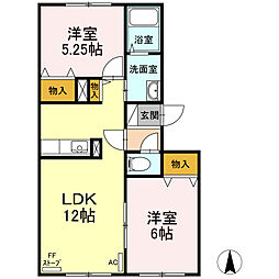 ルグラン松森 2LDKの間取図画像