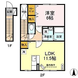 パークサイド早稲田　Ａ 2階1LDKの間取り