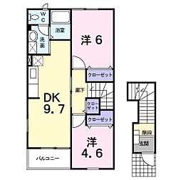 プリマヴェーラC 2DKの間取図画像