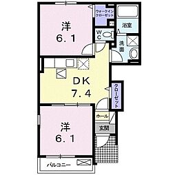 ローズガーデンB 2DKの間取図画像