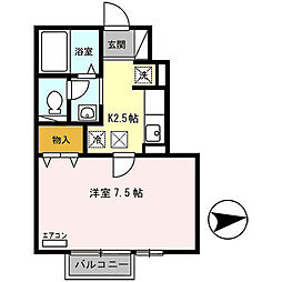 ヴィラmk 1Kの間取図画像