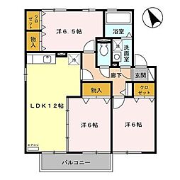 リビングタウン中川栄町　Ｃ 2階3LDKの間取り