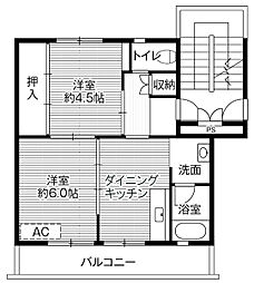 ビレッジハウス大淀1棟 2DKの間取図画像