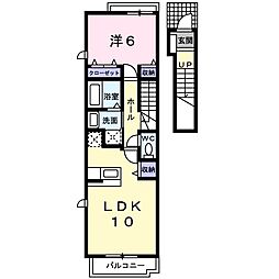 シャレー・ヤマタキ 1LDKの間取図画像