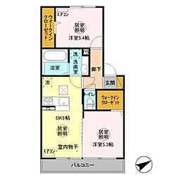 JR常磐線 羽鳥駅 バス40分 山川下車 徒歩3分の賃貸アパート 1階2DKの間取り