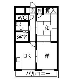 クラシティ御幸 2DKの間取図画像