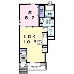 ミドル・クレメント 1LDKの間取図画像