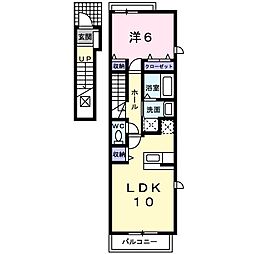 プリムローズB 1LDKの間取図画像