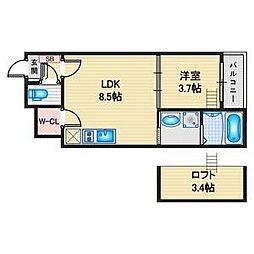 ハーモニーテラスシャトー名古屋本陣 1SLDKの間取図画像