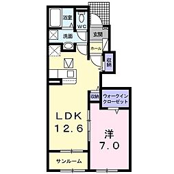 インペリアル榎鶴C 1LDKの間取図画像