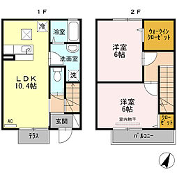ルミエール 柳津 1階2LDKの間取り