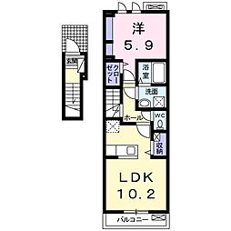 スプラウト　ガーデン 2階1LDKの間取り