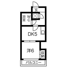 メゾン福谷I 2階1DKの間取り