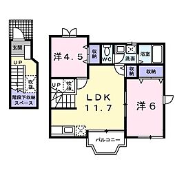 アメニティ・ロジュマンA 2LDKの間取図画像