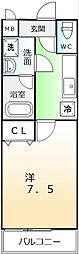 フジパレス黒土 1Kの間取図画像