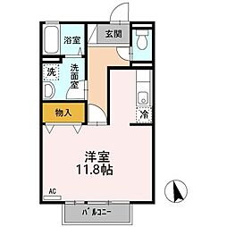 モンシャトー 1階ワンルームの間取り