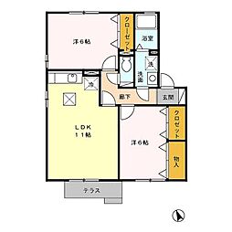 マウルールA 2LDKの間取図画像