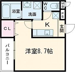 ラメゾン向陵中町1番館 1Kの間取図画像
