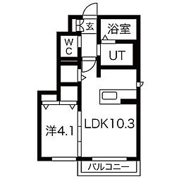 シャルモント 1LDKの間取図画像
