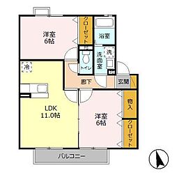 カルム都 2LDKの間取図画像