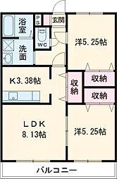 ムーンローズ 2LDKの間取図画像