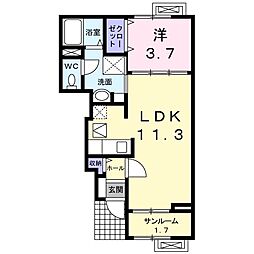 エレガント・ハウスK.A 1LDKの間取図画像