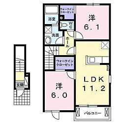 コールドゥD 2LDKの間取図画像