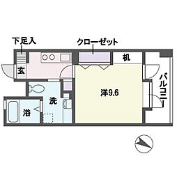 アントゥール薬院 1Kの間取図画像