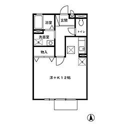 セピアコートアミ ワンルームの間取図画像