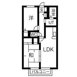 第2グリーンコーポ守山 2LDKの間取図画像