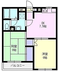 エマーユ川越S 2DKの間取図画像