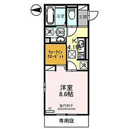 セレブ琴平 1階1Kの間取り